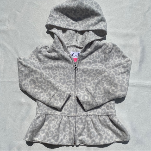Childrens Place White/Grey Leopard Print Hoodie - Picture 11 of 15